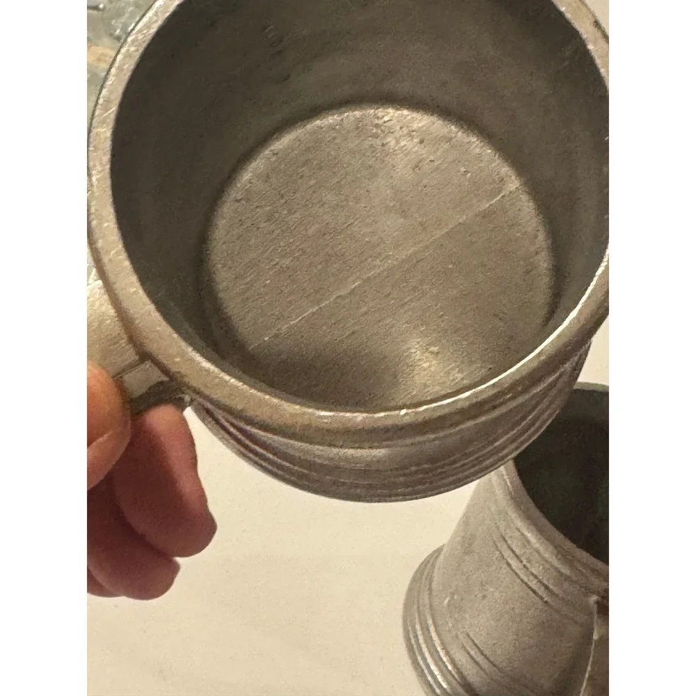 Vintage Pewter Mini Tankard‎ Mugs Set of 3 USA Metal Shot Cups Barware